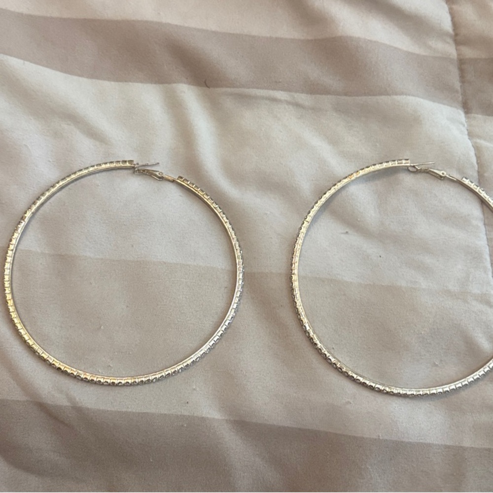 Mainstays Textured Silver Hoop Earrings
